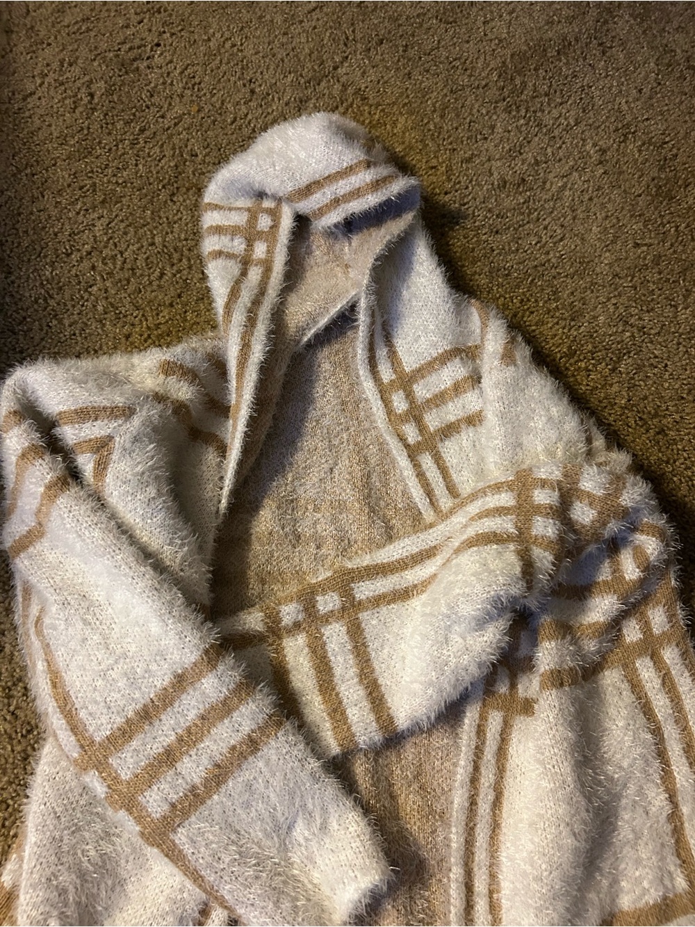 Cozy Cream and Tan Hooded Women’s Sweater
